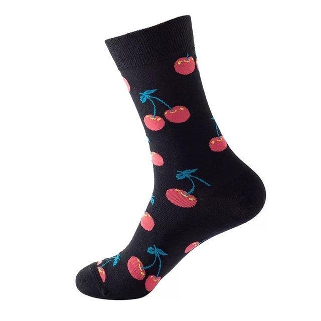 Light Cherries Black Crazy Socks - Crazy Sock Thursdays