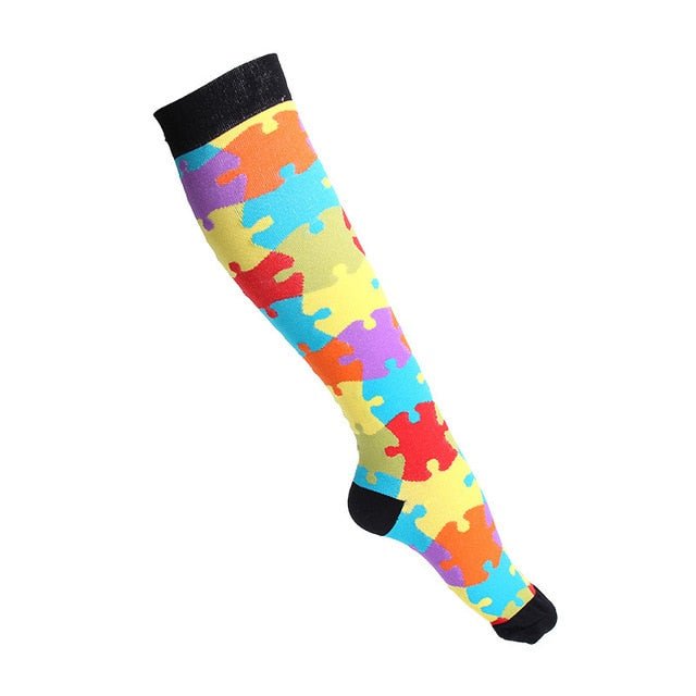 Puzzle Print High Crazy Socks - Crazy Sock Thursdays